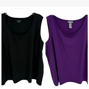 Catherines Lot Of 2 Tank Tops Size 3X Purple Black Sleeveless Pullover Women’s